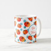 Bedankt Waterverf Oranje pompoenen Blauwe Stippen  Koffiemok (Voorkant rechts)