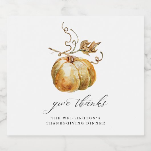 Bedankt Waterverf pompoen Thanksgiving geven Bier Etiket (Enkel label)