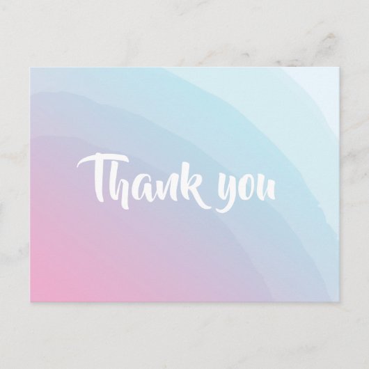 Bedankt Waterverf Roze Blauw Briefkaart (Voorkant)