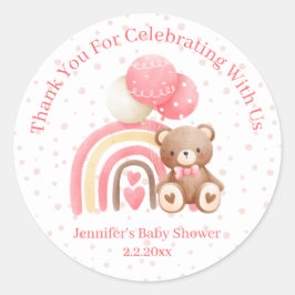 Bedankt, we kunnen wachten op roze baby shower ronde sticker