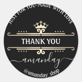 Bedankt Web Boutique Shop Royal Crown Black Ronde Sticker