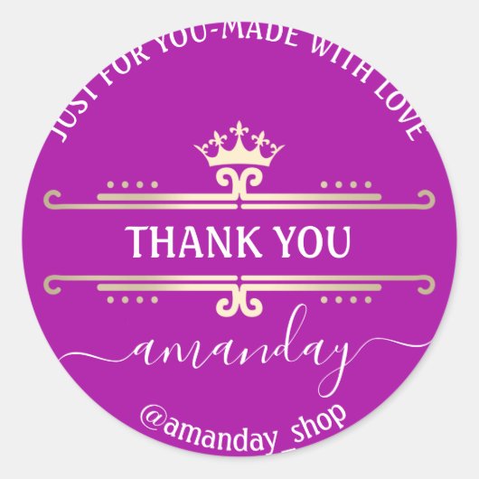 Bedankt Web Boutique Shop Royal Crown Hot Pink Ronde Sticker (Voorkant)