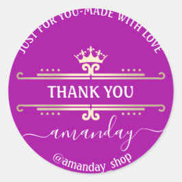 Bedankt Web Boutique Shop Royal Crown Hot Pink Ronde Sticker