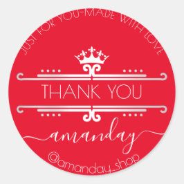 Bedankt Web Boutique Shop Royal Crown Red Ronde Sticker
