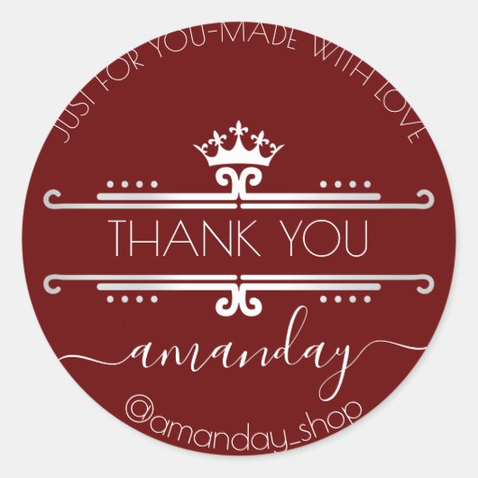 Bedankt Web Boutique Shop Royal Crown Ruby Ronde Sticker (Voorkant)