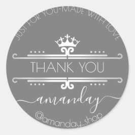 Bedankt Web Boutique Shop Royal Grey Crown Ronde Sticker