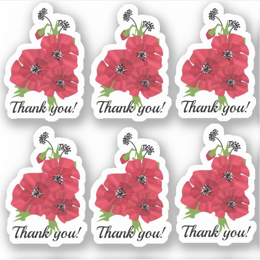 Bedankt!Weddenstickers, bloemstickers Sticker (Voorkant)