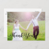 BEDANKT Wedding Black Typography FOTO Briefkaart (Voorkant / Achterkant)