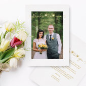 Bedankt Wedding Golden Heart Whimsical-script Folie Uitnodiging