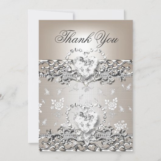 Bedankt Wedding Silver Cream Diamond Heart (Voorkant)