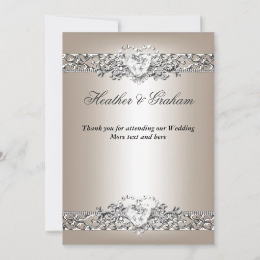 Bedankt Wedding Silver Cream Diamond Heart (Achterkant)