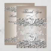 Bedankt Wedding Silver Cream Diamond Heart (Voorkant / Achterkant)