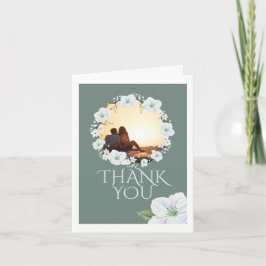 Bedankt White Apple Blossom Wreath Photo Wedding Kaart