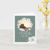 Bedankt White Apple Blossom Wreath Photo Wedding Kaart (Gele Bloem)