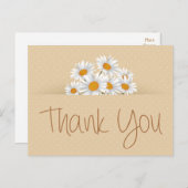 Bedankt White Daisy Floral Dot Pink Notecard Briefkaart (Voorkant / Achterkant)