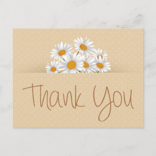 Bedankt White Daisy Floral Dot Pink Notecard Briefkaart