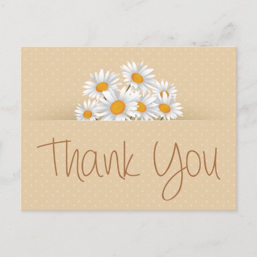 Bedankt White Daisy Floral Dot Pink Notecard Briefkaart (Voorkant)