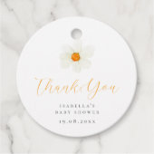 Bedankt White Daisy Neutral Baby shower Bedankjes Labels (Voorkant)