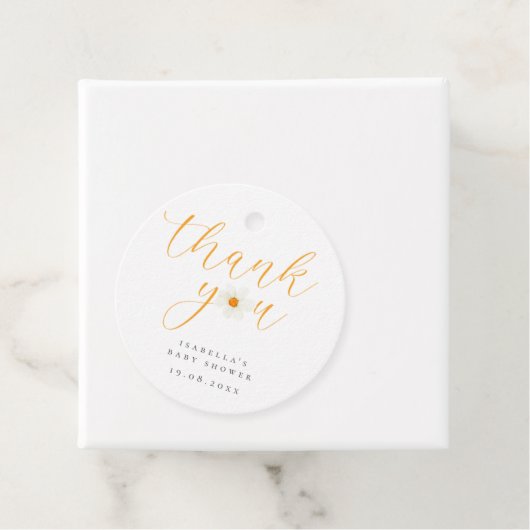 Bedankt White Daisy | Script-Baby shower Bedankjes Labels (In situ)