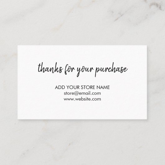 Bedankt White | Modern minimalistisch handgeschrev Kortingskaartje (Achterkant)
