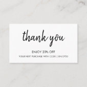 Bedankt White | Modern minimalistisch handgeschrev Kortingskaartje (Voorkant)