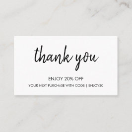 Bedankt White | Modern minimalistisch handgeschrev Kortingskaartje