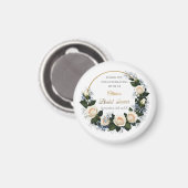 Bedankt White Roses & Blue Baby's Breath Magneet (Voorkant / Achterkant)