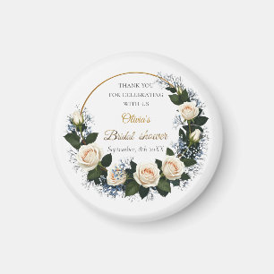 Bedankt White Roses & Blue Baby's Breath Magneet
