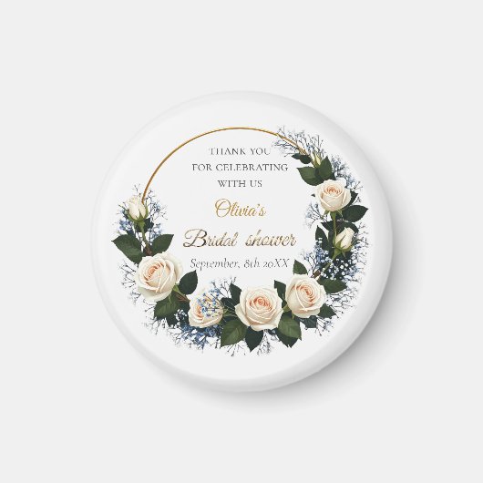 Bedankt White Roses & Blue Baby's Breath Magneet (Voorkant)