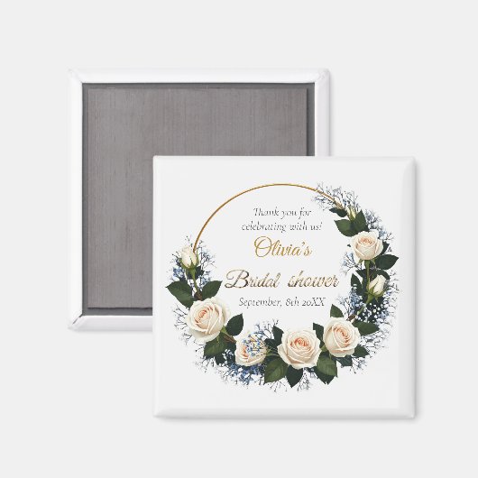 Bedankt White Roses & Blue Baby's Breath Magneet (Voorkant / Achterkant)
