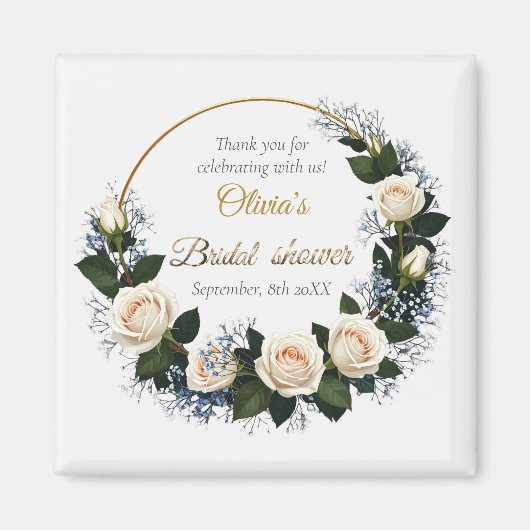 Bedankt White Roses & Blue Baby's Breath Magneet (Voorkant)