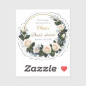 Bedankt White Roses & Blue Baby's Breath Sticker (Vel)