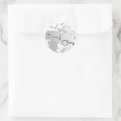 "Bedankt" White Silvery Grey Floral Wedding Ronde Sticker (Tas)