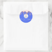Bedankt Winkelnaam Logo Roos Blauw Ronde Sticker (Tas)
