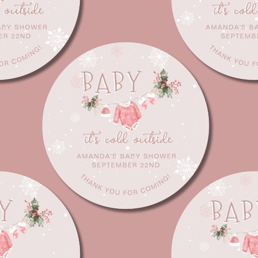 Bedankt Winter, het is koud buiten Baby shower Ronde Sticker