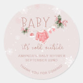 Bedankt Winter, het is koud buiten Baby shower Ronde Sticker (Voorkant)
