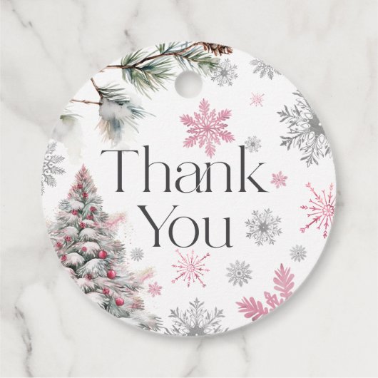 Bedankt Winter Wonderland Pink Bedankjes Labels (Achterkant)