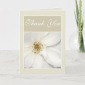 "Bedankt" wit beige bloemenbloemig roos Bedankkaart (Voorkant)