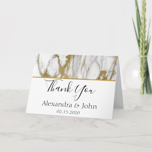 Bedankt Wit en Goud Elegant Marmer (Voorkant)