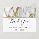 Bedankt Wit en Goud Elegant Marmer Briefkaart (Voorkant)