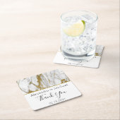 Bedankt Wit en Goud Elegant Marmer Kartonnen Onderzetters (Insitu)