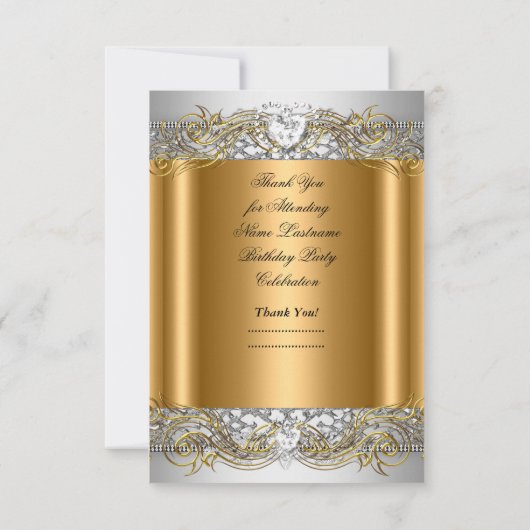 Bedankt Wit Goud Verjaardagsfeest Diamant (Achterkant)