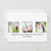 BEDANKT Witte Typografie Foto bruiloft Kaart (Achterkant)
