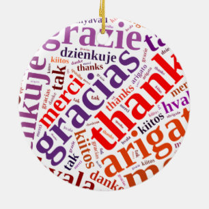 Bedankt woordwolk keramisch ornament