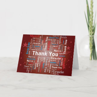 Bedankt Word Cloud - 5 Talen - Rood