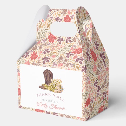 Bedankt Y'all Cowboy Boot & Bouquet Baby shower Bedankdoosjes (Voorkant)