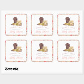 Bedankt Y'all Cowboy Boot & Bouquet Baby shower Vierkante Sticker (Vel)