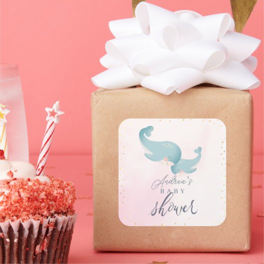 Bedankt Y'all Cowboy Boot & Bouquet Baby shower Vierkante Sticker (Feest)