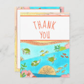 Bedankt Zee Turtles Art Briefkaart (Voorkant / Achterkant)
