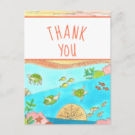 Bedankt Zee Turtles Art Briefkaart